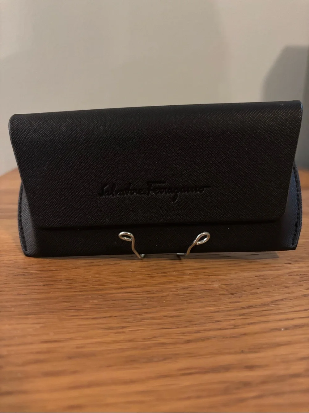 Salvatore Ferragamo hard-shell sunglasses case textured exterior embossed logo